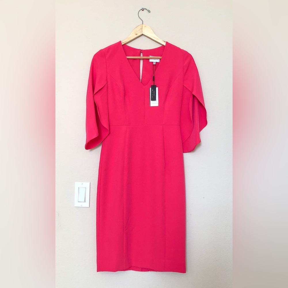 New Milly Jana Tulip Sleeve V neck Dress